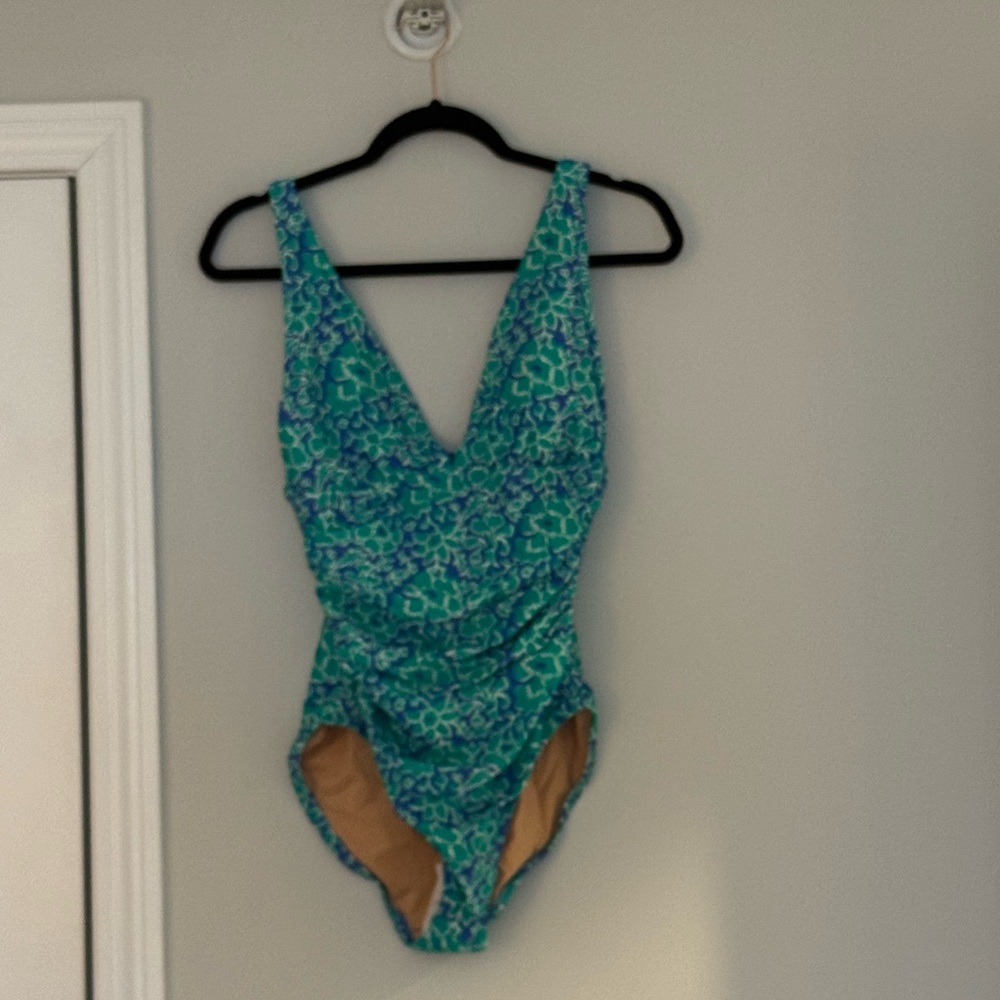 Blue and Green Patterned Swimsuit